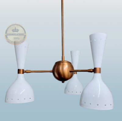 Brass Sputnik Light 3 Premium Diabolo Shades Elegant Pendent Chandelier