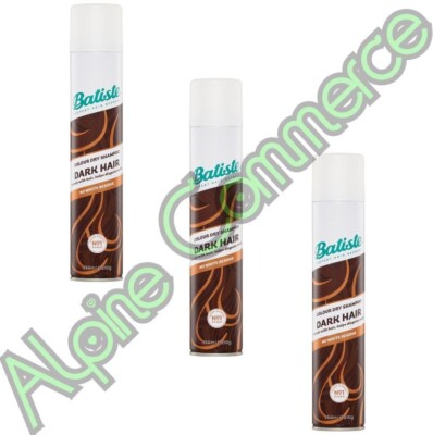 *3-Bottles* Batiste Dark Hair Colour Dry Shampoo No White Residue 350mL