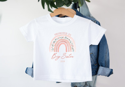 Big Sister 2025 T-Shirt Neu Baby Ankündigung Geschwister Top New Born Gr. 1