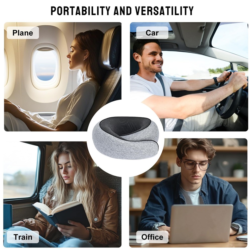 Memory Foam Travel Pillow for Airplanes with 360° Neck Support