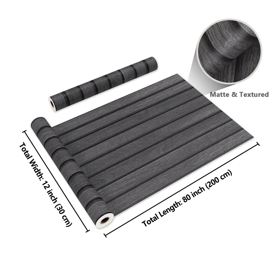 Papel de parede madeira cinza escuro contato 12"X80" autoadesivo madeira falsa descascar e - Imagem 3 de 4