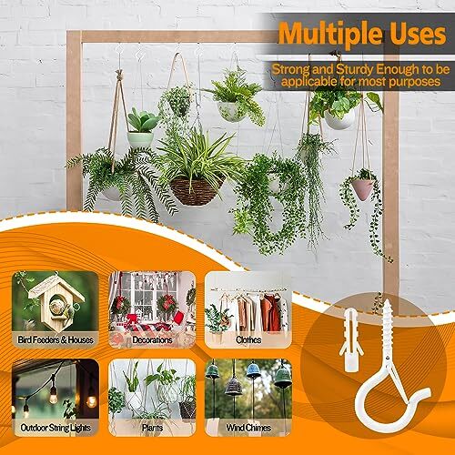 20 Pack Ceiling Eye Hooks Screw Hooks for Hanging Plants Outdoor String Lights - Picture 4 of 7