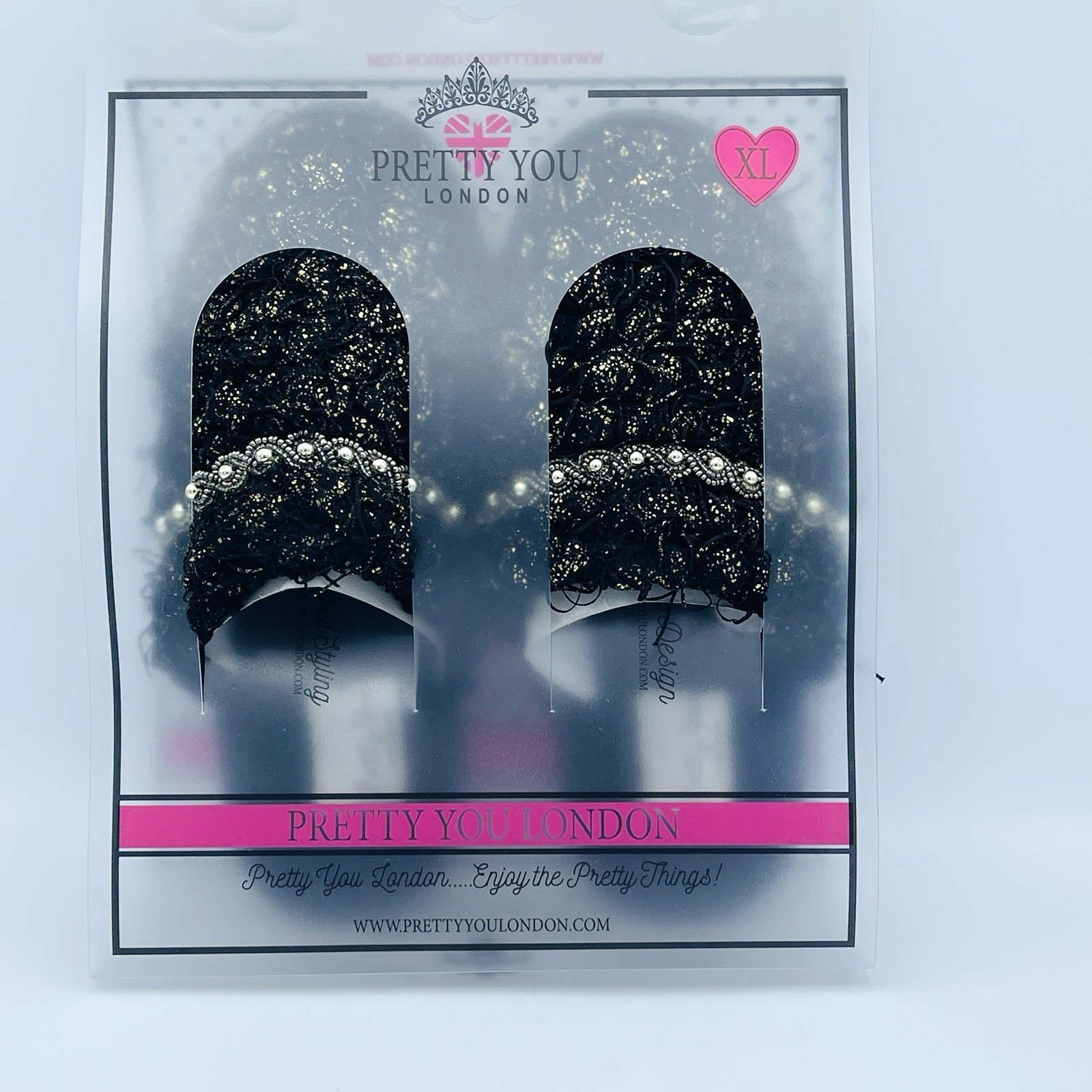 PANTOFOLA D’ORO Nuove ciabatte da donna Pretty You London Stella Mules XL 9 5 10 5 nero oro argento