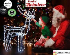 Christmas LED Reindeer Large 120cm Cool White - Out-Indoor- Decor Free Delivery