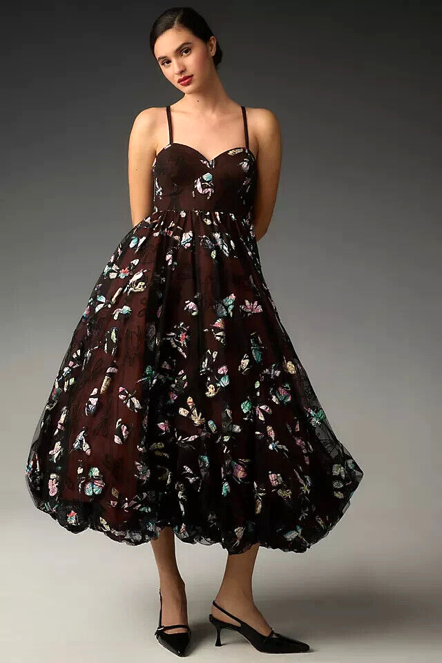 Geisha Designs Butterfly Applique Dress Anthropologie Midi