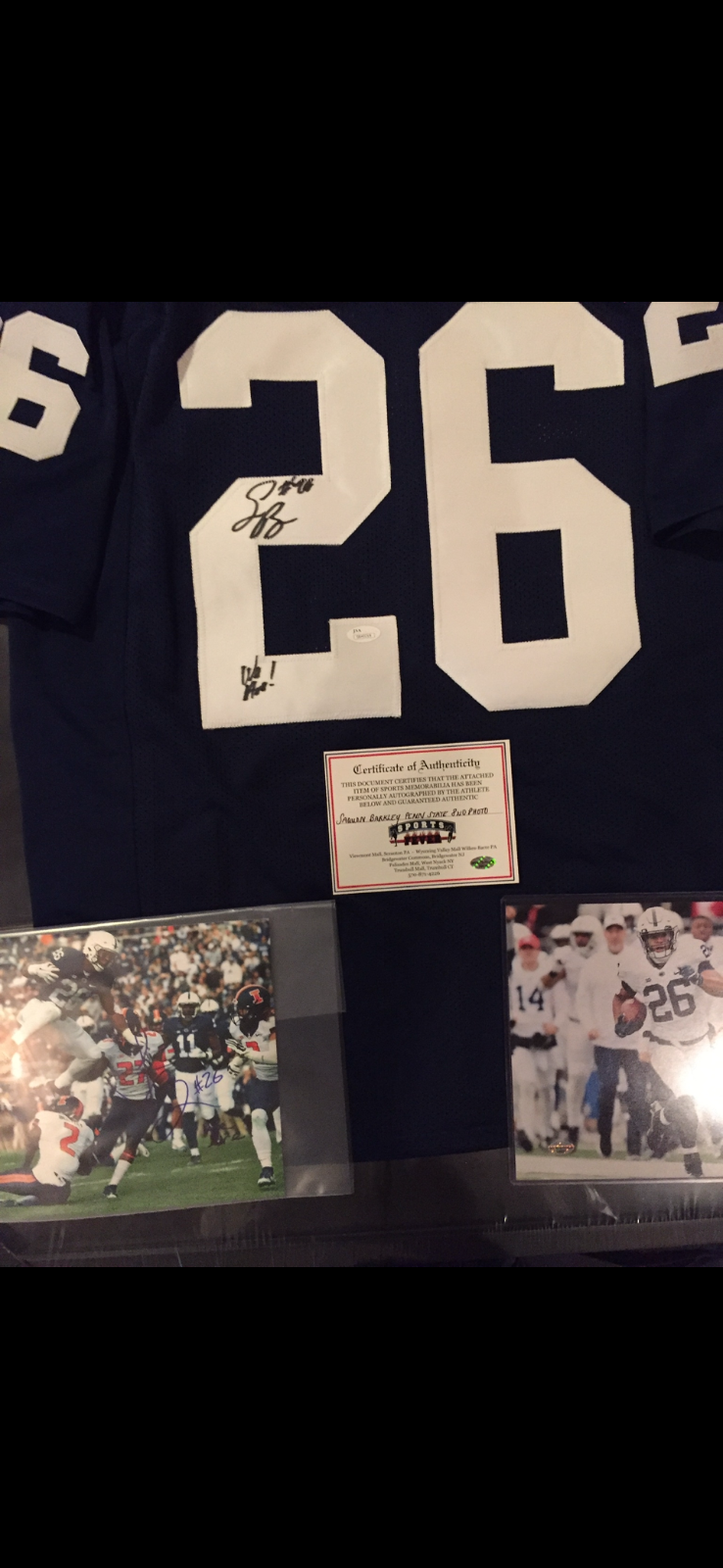 Saquon Barkley Autographed Signed Jersey Penn State Framed JSA 183602 