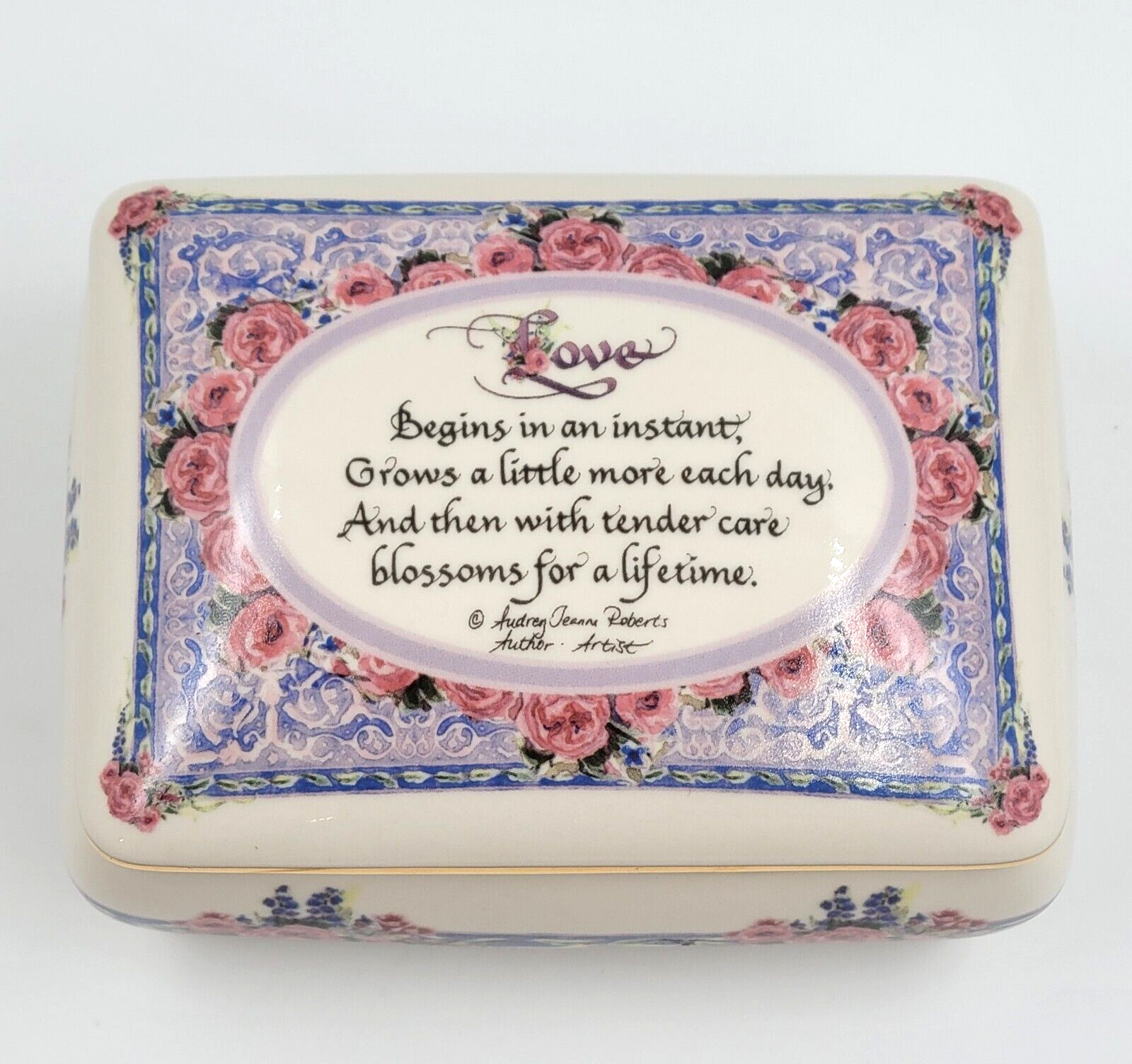 Audrey Jeanne's Expressions Trinket Box Jewelry Heart Inside Porcelain Footed