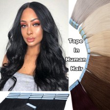 S-noilite 200g Seamless Tape In Real Remy Human Hair Extensions Full Head 16-22"