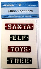 Christmas Distressed Metal Words Santa Elf Toys Tree Creative Imaginations