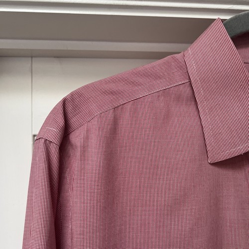 Charles Tyrwhitt Shirt Men's Neck 17" Red Check Non Iron Slim Fit Double Cuff - Picture 5 of 13