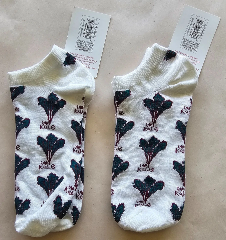 2双Xhilaration羽衣甘蓝/蔬菜低切袜适合尺寸4-10-Brassica oleracea — 第 3/4 张图片