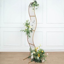 Gold 7 feet Metal Floral Display Frame Wavy Grid BACKDROP STAND Arch Party Event