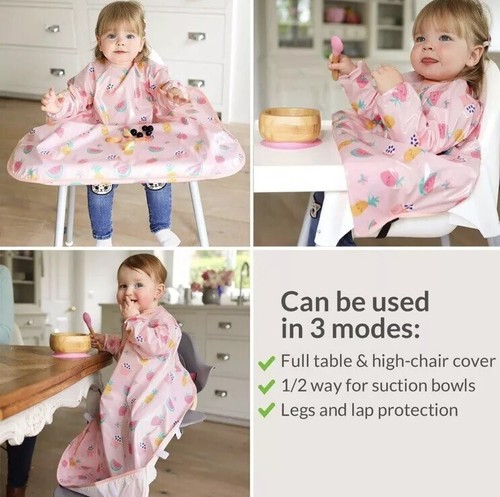 Bibetta Wipeezee XL Pink Yummy Treats Coverall Wipe Clean Waterproof Baby Bib - 第 2/7 張圖片