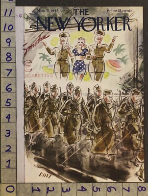 dove dove cigarette 1942 NEW YORKER COVER NYA53 DOVE CIGARETTE ARMY MARCH WAR WW2 SMOKE