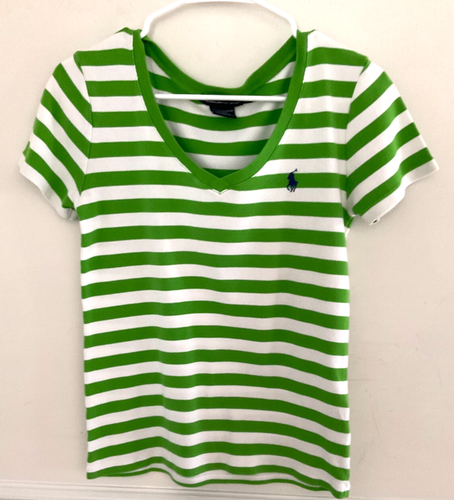 Ralph Lauren sport L camicia donna verde/bianco manica corta