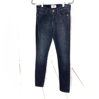 Current/Elliott Ankle Skinny Corduroy Washed Black Leopard Pants