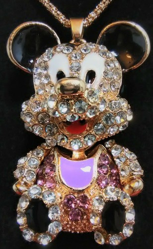 Betsey Johnson Fun Happy Mouse Birthday Gold Tone Lavender Crystals 539774-b YES - 第 1/3 張圖片