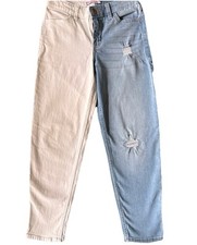 Abercrombie Kids High Rise Mini Mom Jean White  Blue 9/10
