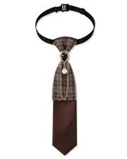 Adjustable Tie for Women Girls, Pre-Tied Neck Ties with Big Crystal and Brown