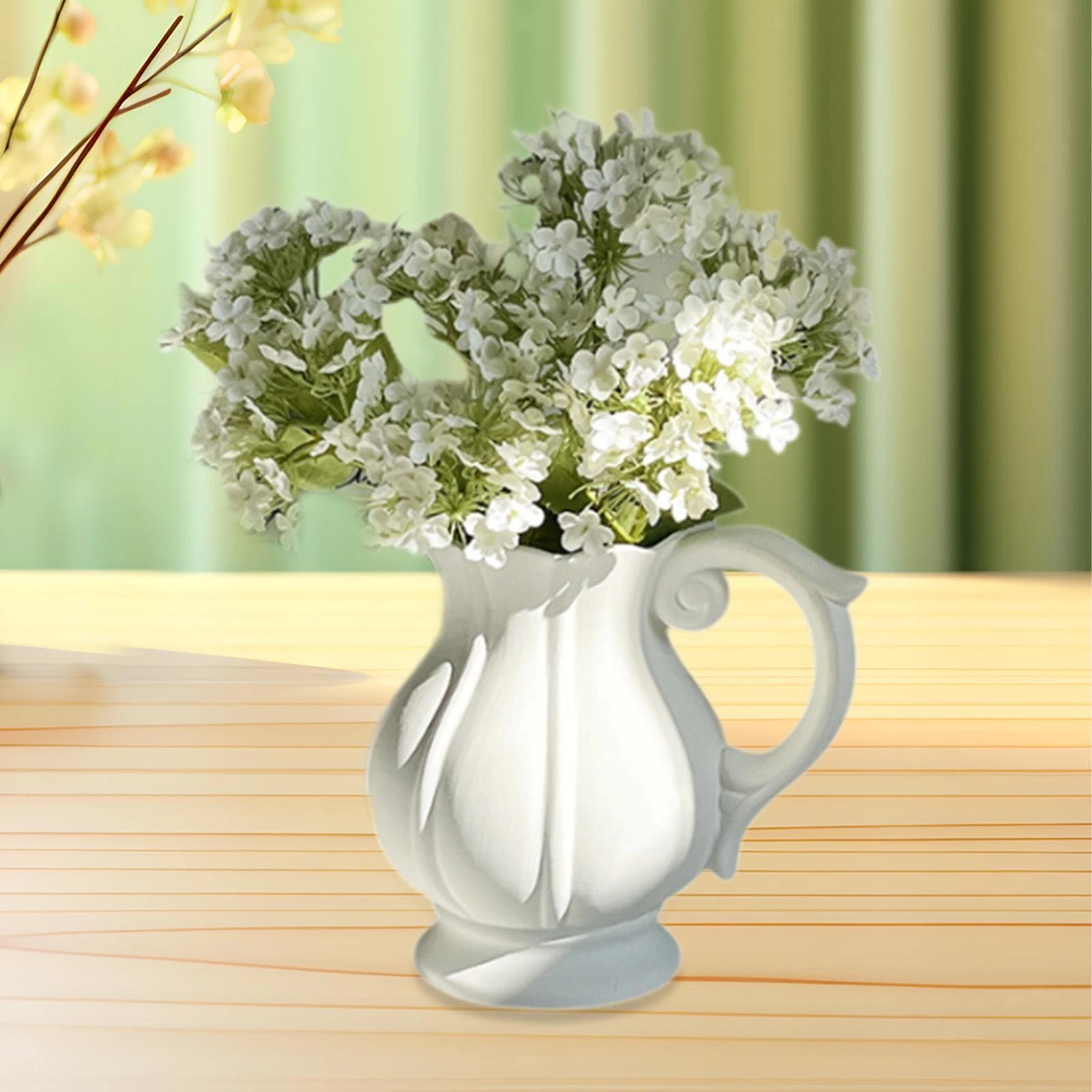 Flower Vase White Pitcher Vase Decorative Jug Vase Wedding Centerpieces Art Vase