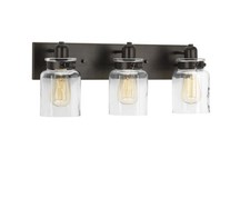 Progress Lighting Calhoun 3-Light Vanity Light Antique Bronze Clear Glass E26