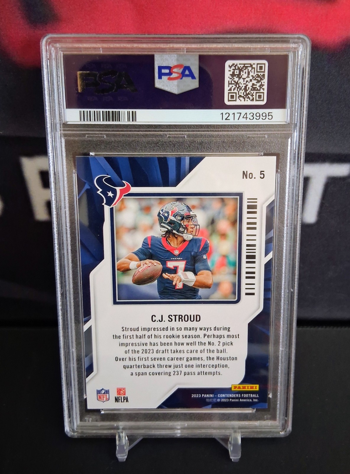 Panini Contenders 2023 C.J. Stroud Rookie of the Year Contenders #5 RC PSA 10 view 2