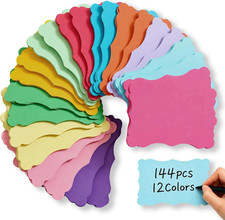 Blank Business Cards, 144 PCS Scalloped Note Cards, 12 Colors, 3.54 x 2.36"