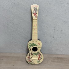 VTG 1950's Hawaii CARNIVAL UKULELE Hawaiian Hula surfer Graphics Rare-NO STRINGS