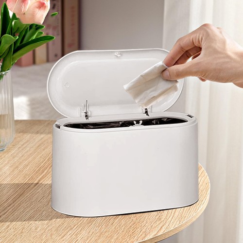 Mini Trash Can with Lid - Removable Small Garbage Can, Tiny Plastic Trash Bin...
