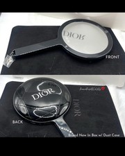 Dior Quilted Hand Held Mirror Black Patent w/ Velvet Case BNIB Authentic GWP