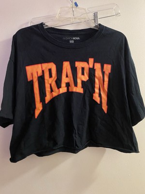 Fashin Nova Women s Black Crop T Shirt XL Orange Trap n 44  Hip Hop Dance Street