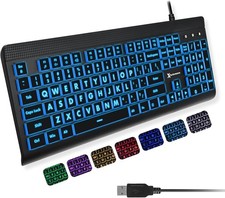 X9 Large Print Backlit Computer Keyboard - Easy to See Big Letters - Lighted...