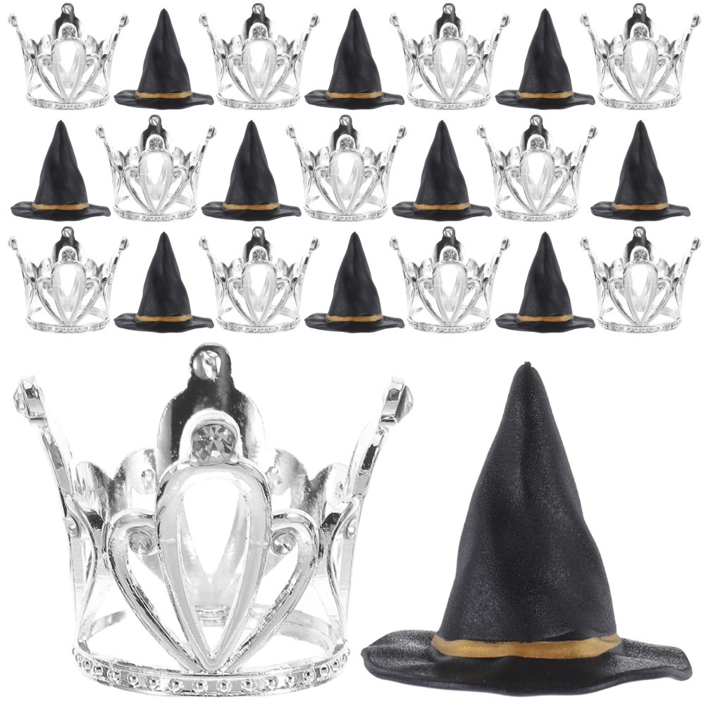 24 Pcs Mini Wizard Hats Halloween Cupcake Topper Crown Centerpieces Craft