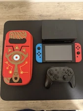 Nintendo Switch Joy-Con Neon Red and Blue Console with Pro Controller