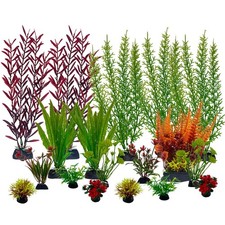 Aquarium Plants,Artificial Fish Tank Decorations Decor Plastic Plants Set 18 ...
