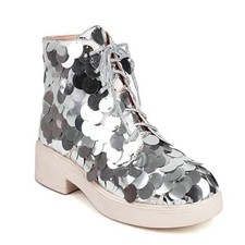 Womens Performance Sequins Ankle Boots Bling Lace Up Dress Shoes Fashion Comfort
