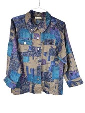 Vintage 90s Tricosa Paris Abstract Button-Up Shirt Size M Multicolor