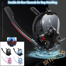 Double Breath Tube Full Face Snorkel Mask AntiFog Goggles Diving Scuba Adults UK