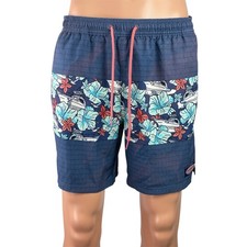 Vineyard Vines Men's Blue Floral Chevron Drawstring Swim Trunks Swimwear Size M