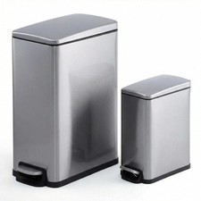 Slim Stainless Steel Trash Can 2.6/12 Gal Step Pedal w/ Removable Inner Bucket