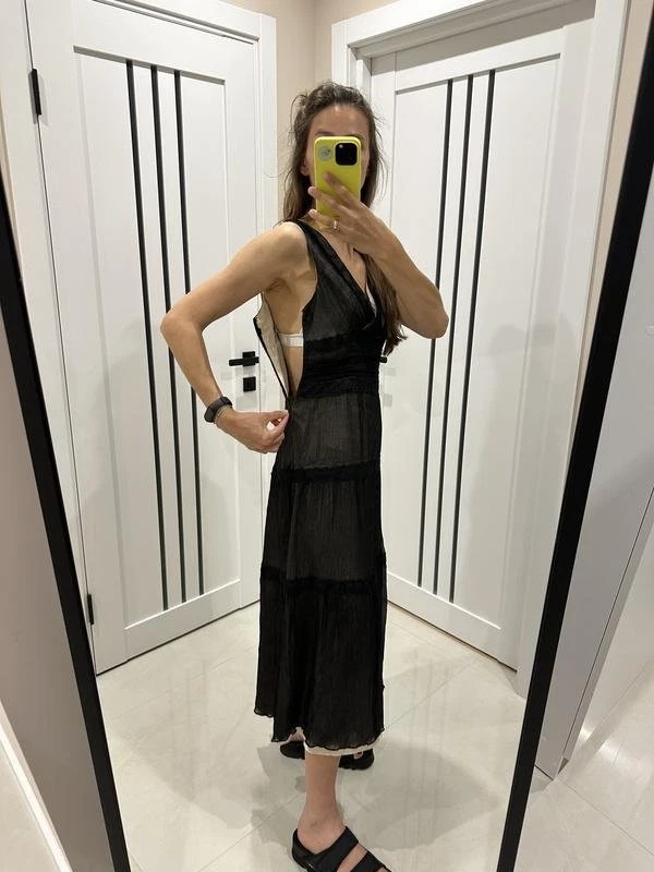 Women Anne Klein Dress Black Silk S - Bild 3 von 4