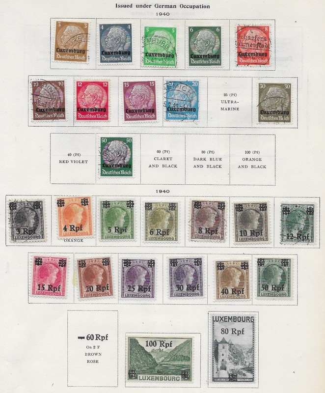 26 Luxembourg Occupation Stamps from Quality Old Antique Album 1940