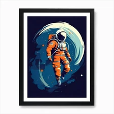 Cosmic Majesty: Astronaut's Presenc Framed Wall Art Poster Canvas Print Picture