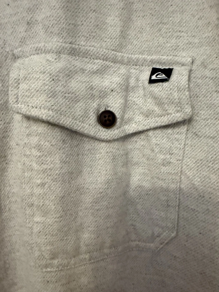 Men’s Quiksilver Hooded Button-Up Flannel Shirt Jacket – XL – Oatmeal - Image 4 of 4