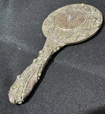 VTG Twos Company Mini Mirror With Mother Or Pearl Accents And Swirl Designs