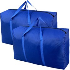 100L Extra Large Storage Bags Big Moving Zipper Handles Blue 2 Pack Totes