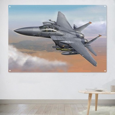 F-15E Strike Eagle US Air Force Fighter Attacker Poster Wall Art Flag Tapestry