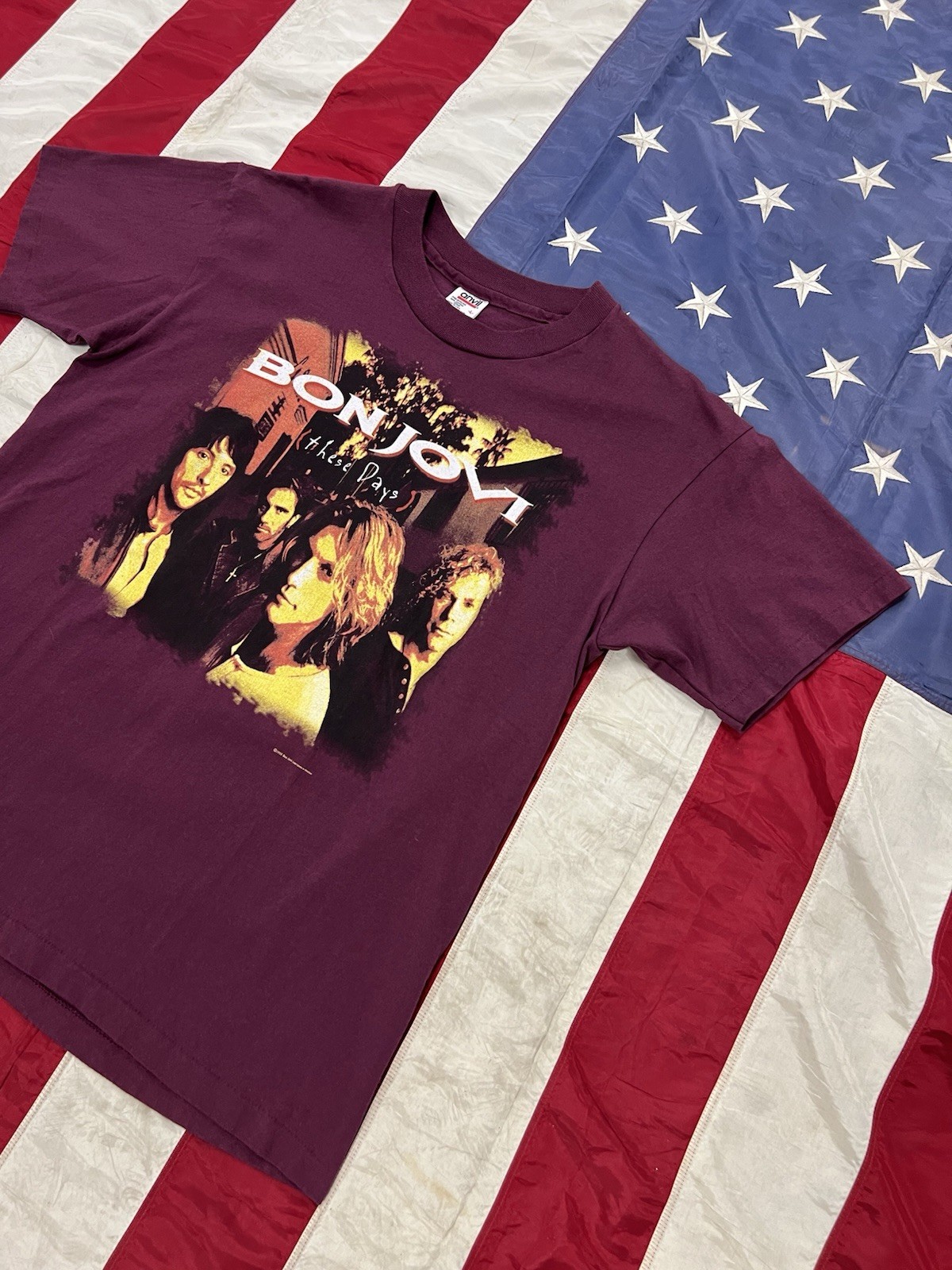 Rare 1995 Bon Jovi These Days Tour Shirt L Anvil Burg… - Gem