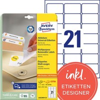 Avery Zweckform Etiketten L6023REV-25 Weiß 63,5 X 38,1 Mm, 30 Blatt