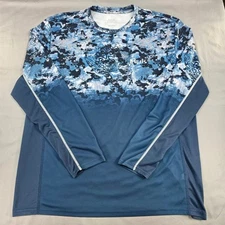 Huk Fishing Long Sleeve Performance Shirt Camo Blue Athletic XL